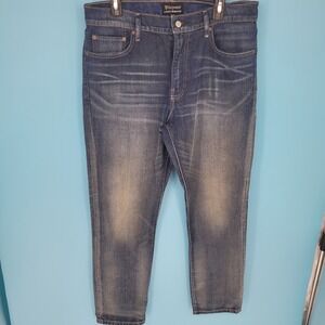 Lucky Brand Guinness Jeans Mens 33x32 410 Athletic Straight Blue Denim Whiskered